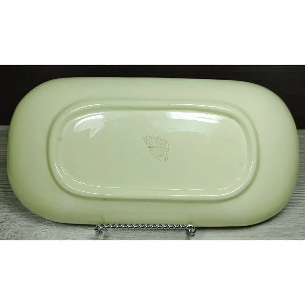 Red Wing Hand Painted Yellow Floral Dinnerware Curved Platter Stamp Rolling Tray
